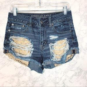 American Eagle Boho Hi Rise Festival Jean Shorts